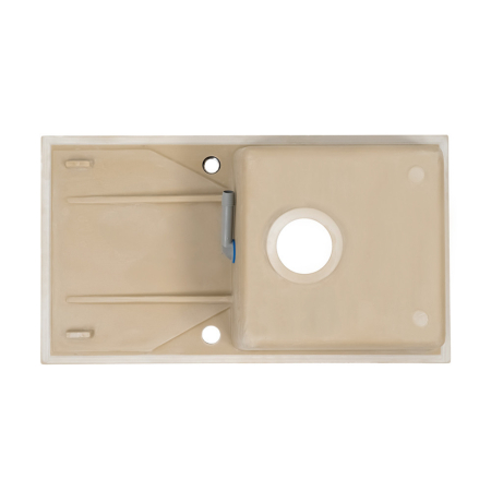 Leziter Chiuvetă Gori pătrată cu o singură lavoar, cu picurare, din granit, cu sifon, bej [6]