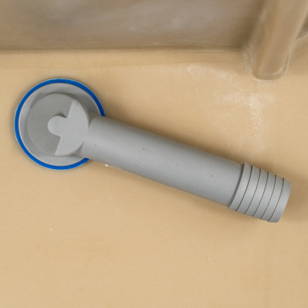 Leziter Chiuvetă Gori pătrată cu o singură lavoar, cu picurare, din granit, cu sifon, bej [9]