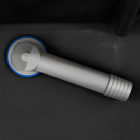 Leziter Chiuvetă Gori pătrată cu un singur lavoar din granit, cu sifon și sifon, neagră [9]