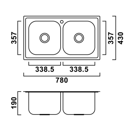 Leziter Chiuvetă înclinată Nago cu două cuve din oțel inoxidabil [2]