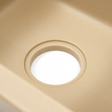 Leziter Chiuvetă pătrată Nia din granit cu o singură cuvă și sifon bej [7]