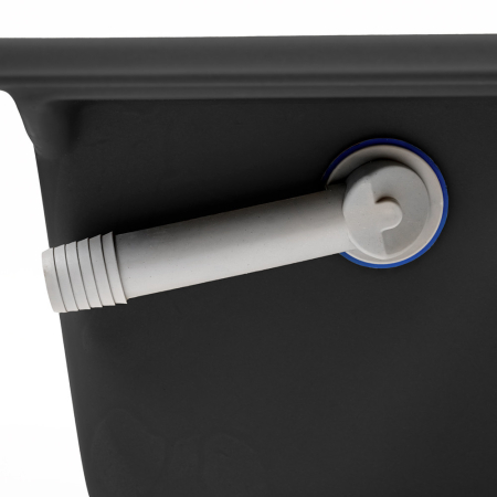 Leziter Chiuvetă pătrată Nia din granit cu o singură cuvă și sifon, neagră [9]