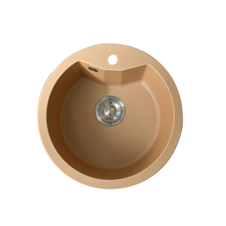 Bucătărie - Leziter Chiuvetă rotundă Dorin din granit cu o singură cuvă și sifon bej