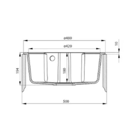 Leziter Chiuvetă rotundă Dorin din granit cu o singură cuvă și sifon, neagră [3]