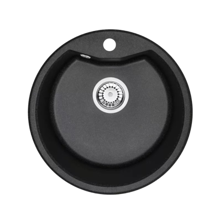 Bucătărie - Leziter Chiuvetă rotundă Dorin din granit cu o singură cuvă și sifon, neagră