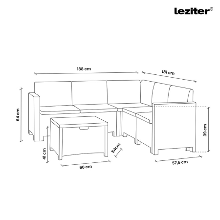 Leziter City colț mobilier de grădină set maro [2]