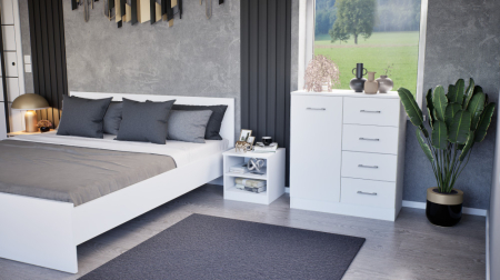 Leziter Comodă Miami cu 1 ușă și 4 sertare 80x92 cm alb-alb [1]