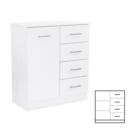 Mobilier - Leziter Comodă Miami cu 1 ușă și 4 sertare 80x92 cm alb-alb