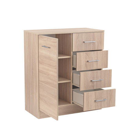 Leziter Comodă Miami cu 1 ușă și 4 sertare 80x92 cm stejar sonoma-stejar sonoma [4]