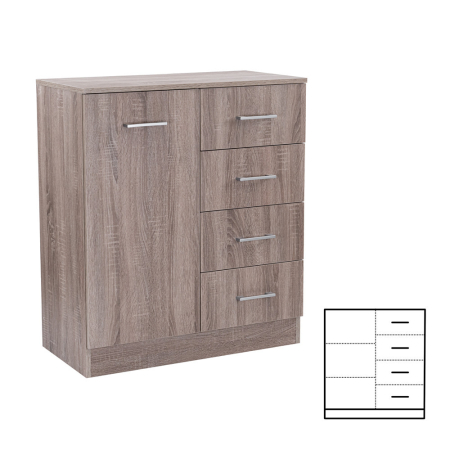 Mobilier - Leziter Comodă Miami cu 1 ușă și 4 sertare 80x92 cm stejar York-stejar York