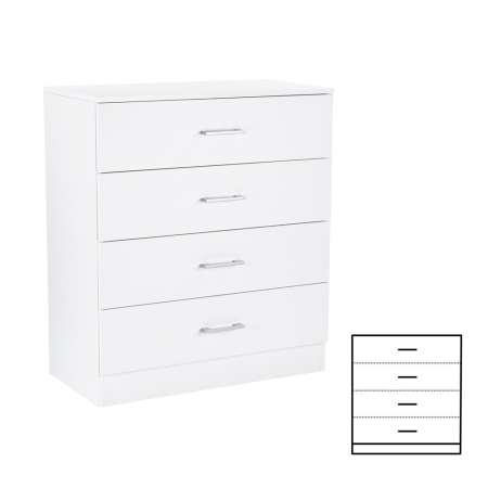 Mobilier - Leziter Comodă Miami cu 4 sertare 80x92 cm alb-alb