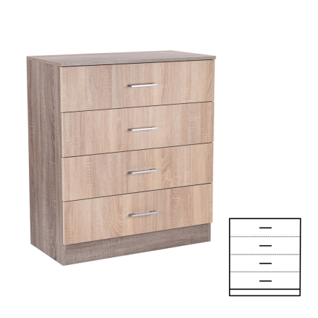 Mobilier - Leziter Comodă Miami cu 4 sertare 80x92 cm stejar Sonoma-stejar York