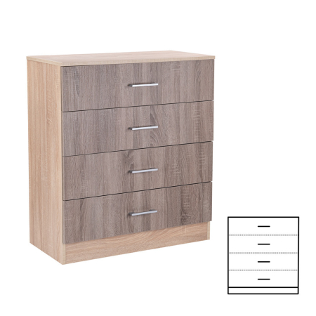 Mobilier - Leziter Comodă Miami cu 4 sertare 80x92 cm stejar York-stejar Sonoma