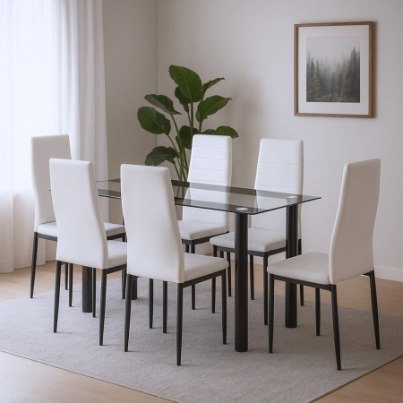 Leziter Denton 6+1 set de luat masa alb-negru [1]