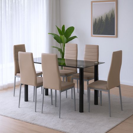 Leziter Denton 6+1 set de luat masa bej-gri [1]