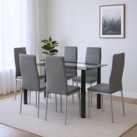 Leziter Denton 6+1 set de luat masa gri-gri [1]