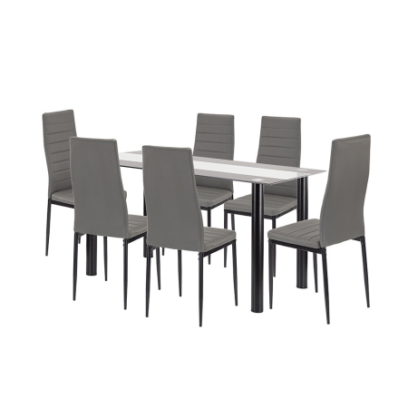 Mobilier sufragerie - Leziter Denton 6+1 set de luat masa gri-negru