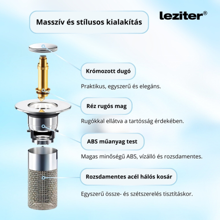 Leziter Dop de scurgere cu filtru din oțel inoxidabil 60 mm [8]