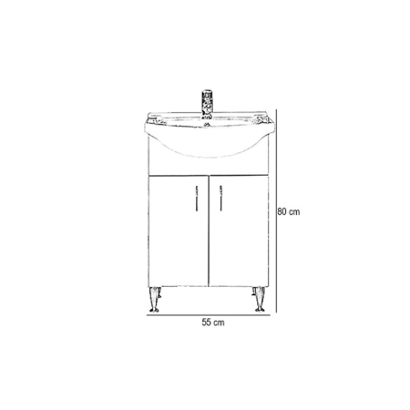Leziter Dulap de bază Bianca Plus 55 cu chiuvetă în alb lucios [4]