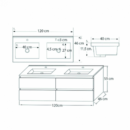Leziter Dulap de bază Porto 120 cu lavoar [3]