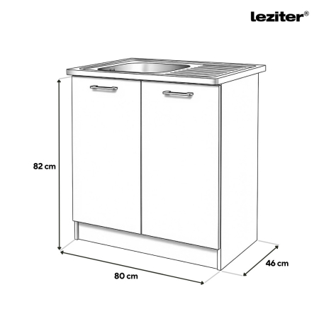 Leziter Dulap de bază Praktik 80 cu 2 uși, alb-antracit [1]