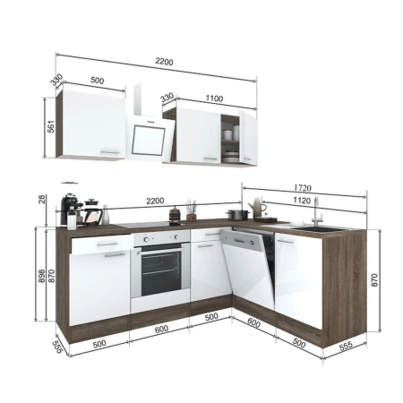 Leziter Dulap de bucătărie de colț Yorki 220 cu cuptor de jos [5]