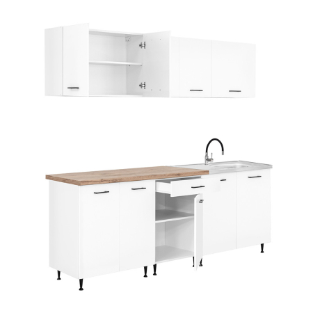 Leziter Dulap de bucătărie Primo 220 alb, blat de lucru din stejar charlestone [7]