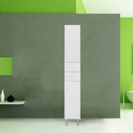 Leziter Dulap înalt Bianca Plus 30 cu 2 uși, 2 sertare, alb lucios, dreapta [2]