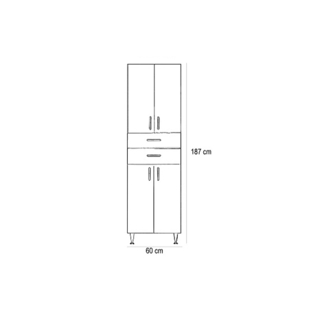 Leziter Dulap înalt Bianca Plus 60 cu 4 uși, 2 sertare, alb lucios [2]