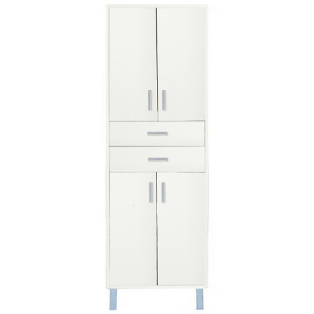 Baie - Leziter Dulap înalt Nerva 60 cu 4 uși și 2 sertare, alb