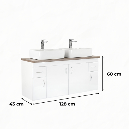 Leziter Dulap inferior Bianco 130 fără chiuvetă cu blat de lucru rauna alb lucios [1]