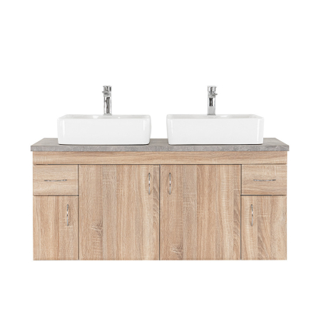 Mască lavoar - Leziter Dulap inferior Bianco 130 fără chiuvetă cu blat din beton stejar sonoma