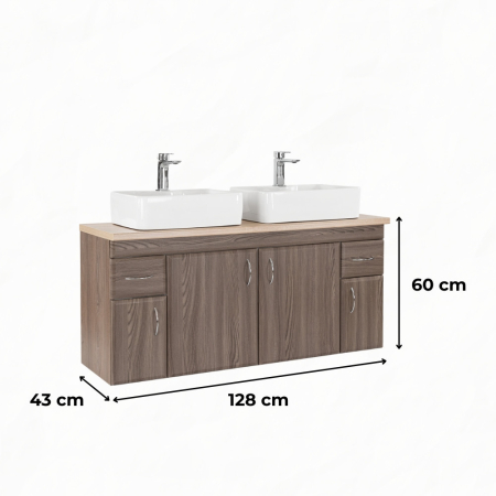 Leziter Dulap inferior Bianco 130 fără chiuvetă, ulm rauna cu blat sonoma [1]