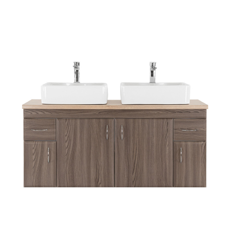 Produse temporar indisponibile - Leziter Dulap inferior Bianco 130 fără chiuvetă, ulm rauna cu blat sonoma