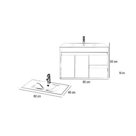 Leziter Dulap inferior Luna 80 cu lavoar [2]