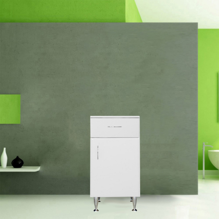 Leziter Dulap jos Bianca Plus 45 cu 1 ușă, 1 sertar, alb lucios, dreapta [2]