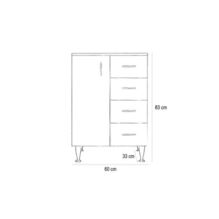 Leziter Dulap jos Bianca Plus 60 cu 1 ușă, 4 sertare, culoare Aida nuc, stânga [3]