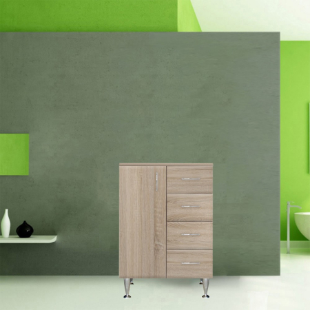 Leziter Dulap jos Bianca Plus 60 cu 1 ușă, 4 sertare, culoare stejar sonoma, stânga [2]