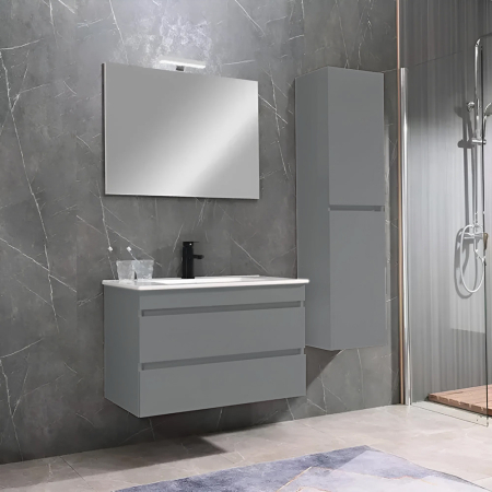 Leziter Dulap lateral Cube gri, montat pe perete [1]