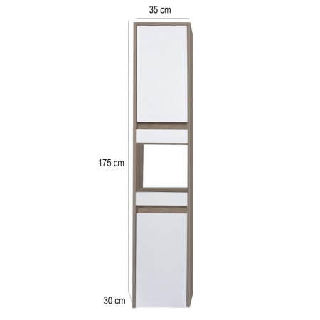 Leziter Dulap lateral Luna în design de perete/de podea, Rauna ulm-alb, universal [1]