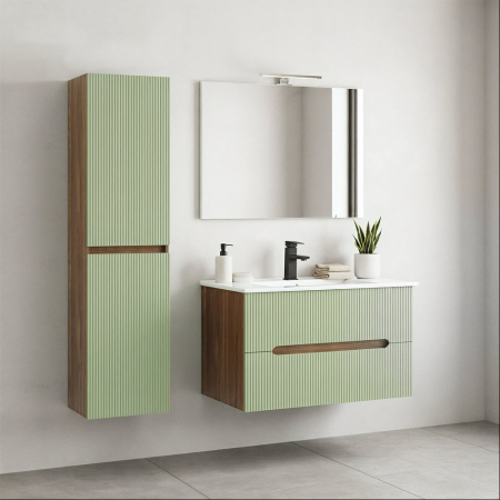 Leziter Dulap lateral suspendat Trent stejar apus de soare-verde fistic [1]