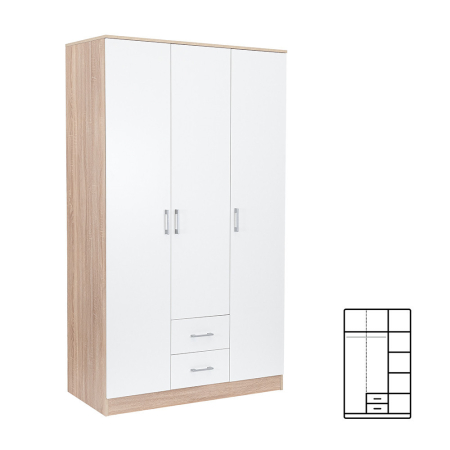 Dulap haine - Leziter Dulap Miami 120x205 cm alb-stejar sonoma