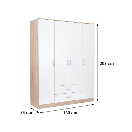 Leziter Dulap Miami 160x205 cm alb-stejar sonoma [1]