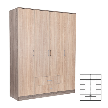 Dulap haine - Leziter Dulap Miami 160x205 cm stejar Sonoma-stejar York
