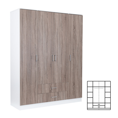 Dulap haine - Leziter Dulap Miami 160x205 cm stejar York-alb