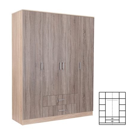 Dulap haine - Leziter Dulap Miami 160x205 cm stejar York-stejar Sonoma