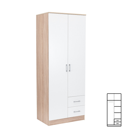 Dulap haine - Leziter Dulap Miami 80x205 cm alb-stejar sonoma
