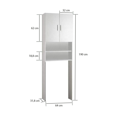 Leziter Dulap practic Nati - dulap alb pentru mașina de spălat [2]