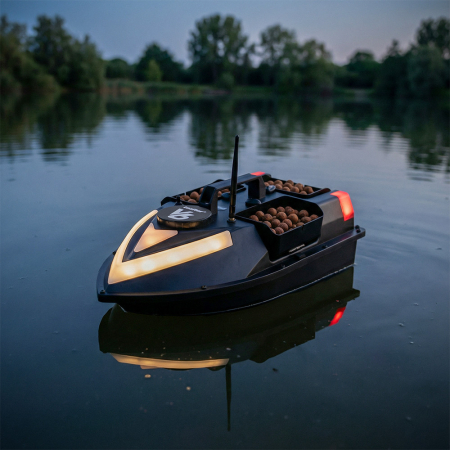 Leziter Feeder barca V6 GPS 3 reservoare spate și lateral cu negru [1]