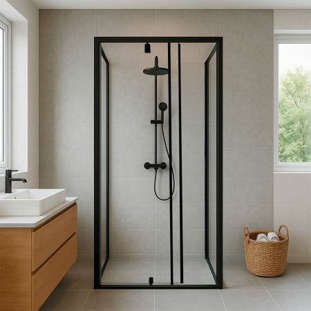 Leziter Flexi 80x80 cm cabină de duș unghiulară montată pe perete fără tavă de duș [1]